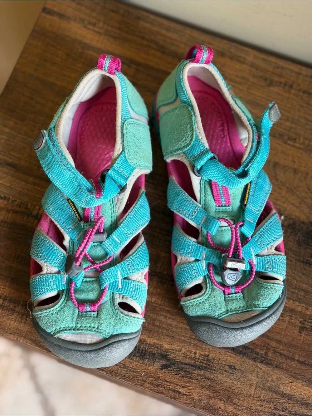 Keen Kids Turquoise Blue and Pink Closed-Toe Sport Sandals Size 2